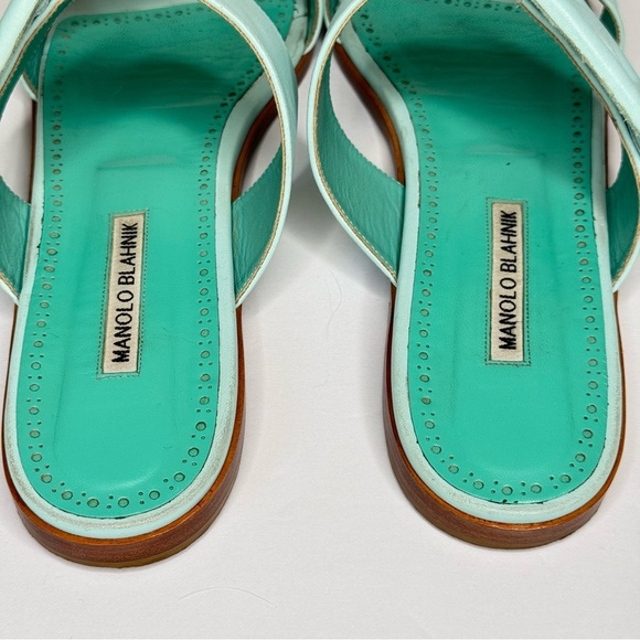 MANOLO BLAHNIK Tituba Buckle Slide Sandals Light Blue With Box Dust Bag Size 41 - Picture 8 of 16